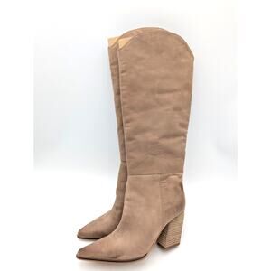Steve Madden Croft Pointed Toe Knee High Boots Tan Nubuck Size US6.5 EU37